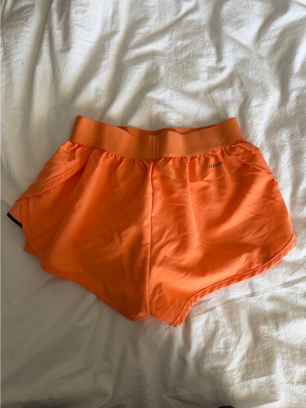 adidas Aeroready Women's Bright Orange Athletic Running Shorts - Picture 3 of 3